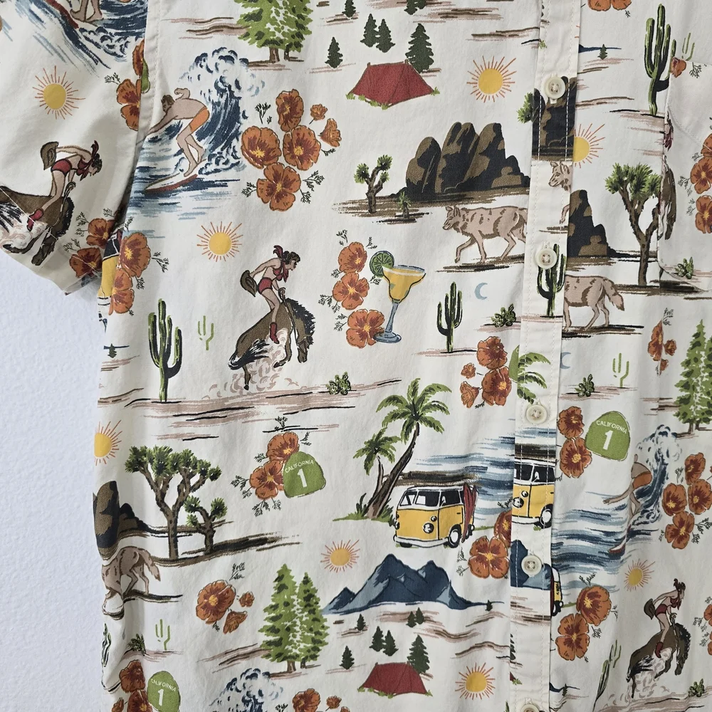 Lucky Brand Western Vacation Print Button Front Shirt Men's XL - Picture 2 of 5